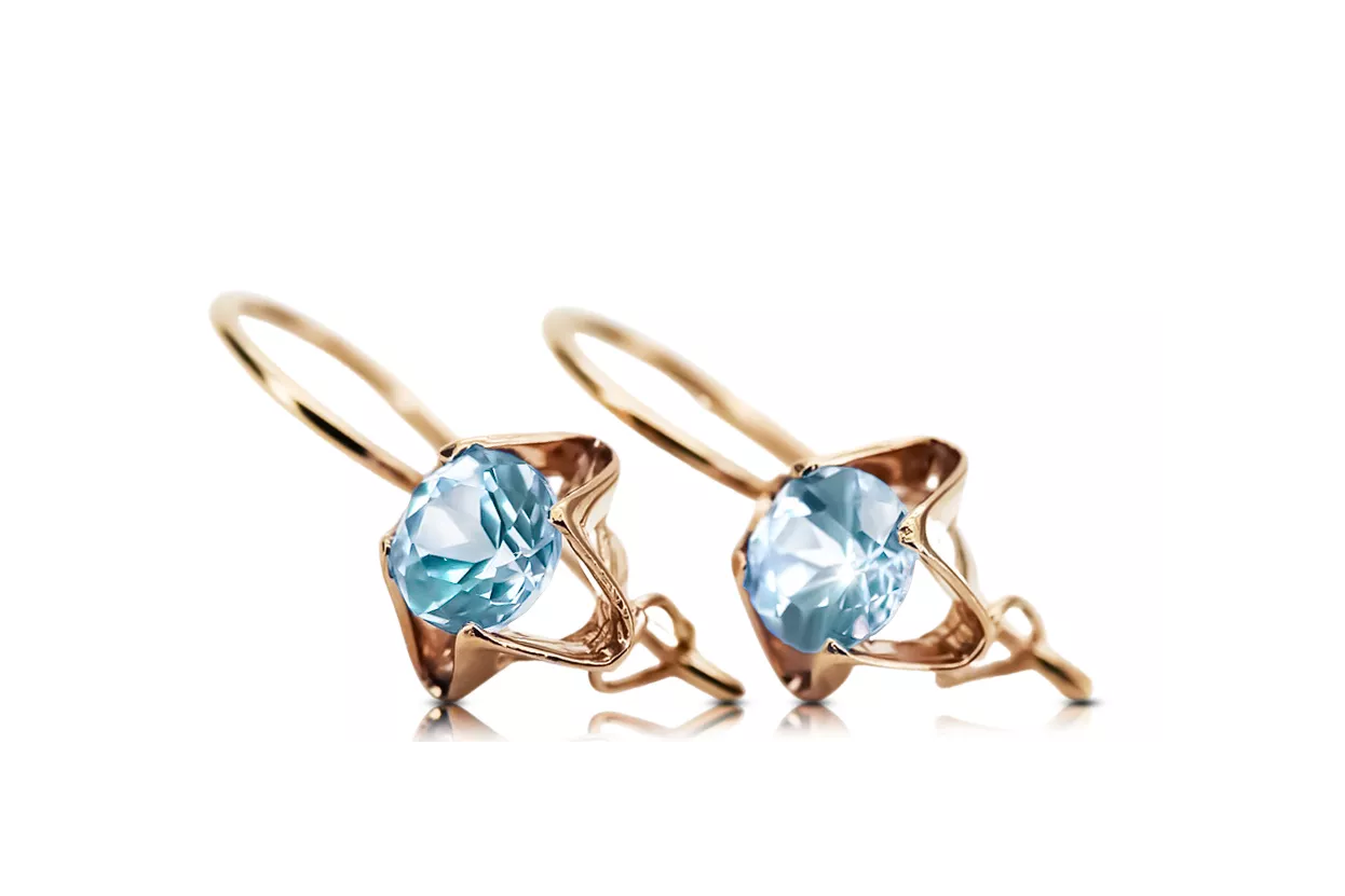 Vintage style Earrings Aquamarine Original Vintage 14K Rose Gold vec142r Vintage style Earrings Aquamarine Original Vintage 14K Rose Gold vec142r